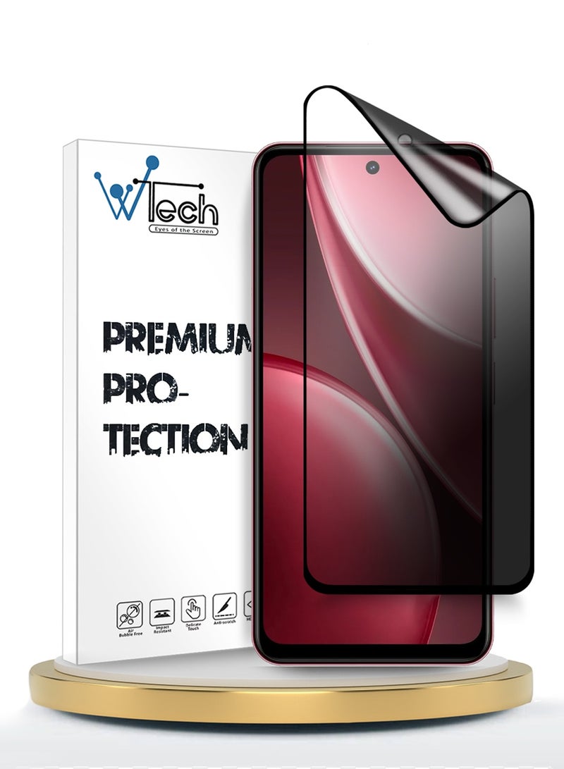 دبليو تيك واقي شاشة مرن مطفي كامل الغطاء بكامل الغراء من السيراميك النانوي لخصوصية هاتف vivo Y31 / vivo Y31 Pro 5G 2025 الفاخر (MSCNMP) - شفاف/أسود - Image 1